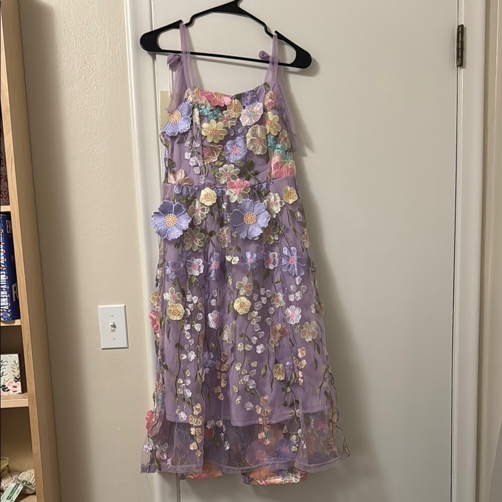 Anthropologie Lavender Floral Midi Dress